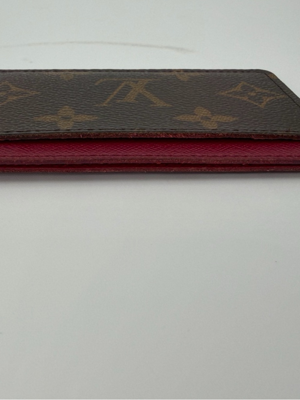LV Monogram Card Holder with Fuchsia Excellent Condition w/Box and Dust Bag - Picture 8 of 13